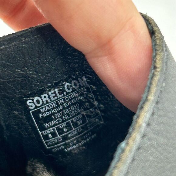 Sorel Women's Black Leather Ankle Strap Buckle Wedge Sandals Size 8 - Picture 11 of 11